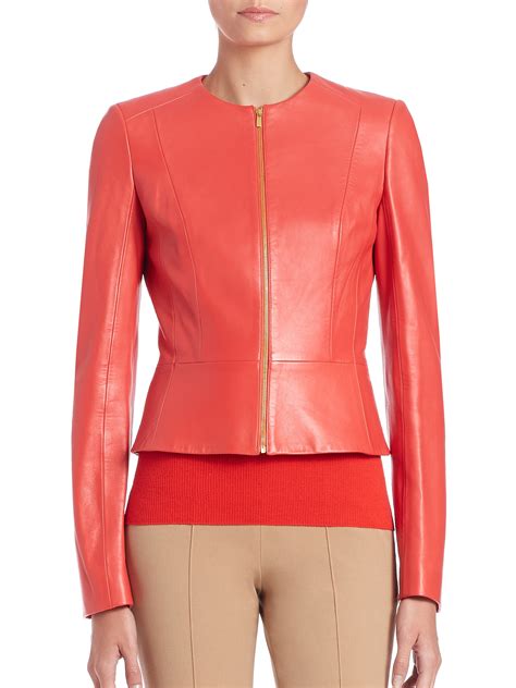 michael kors orange coat macy'|michael kors leather jacket.